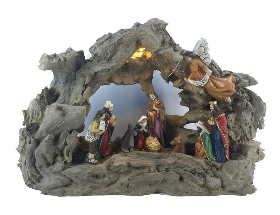 Crèche de Noël en Forme de Grotte Croix Chrétiennes