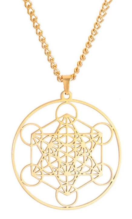 Porte-clés Cube De Métatron En Acier Inoxydable Noir - Pendentif Géométrie Sacrée Et Protection 7 Chakras