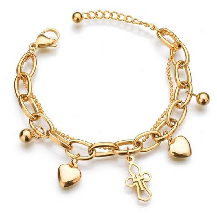 Religious bracelet Small Cross Heart | Croix Chrétiennes